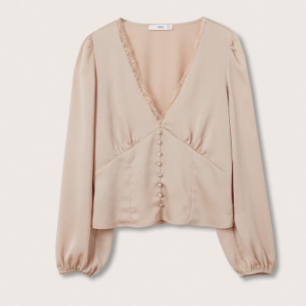 Mango Button and lace blouse